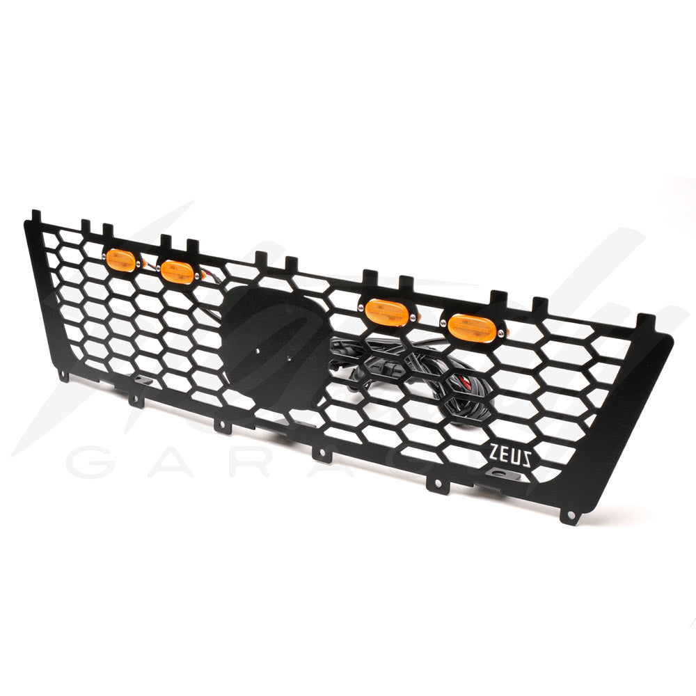 アルミのプレート　HONDA S800 Zeus Armor Hex Mesh Front Grille with Daytime Running Lights