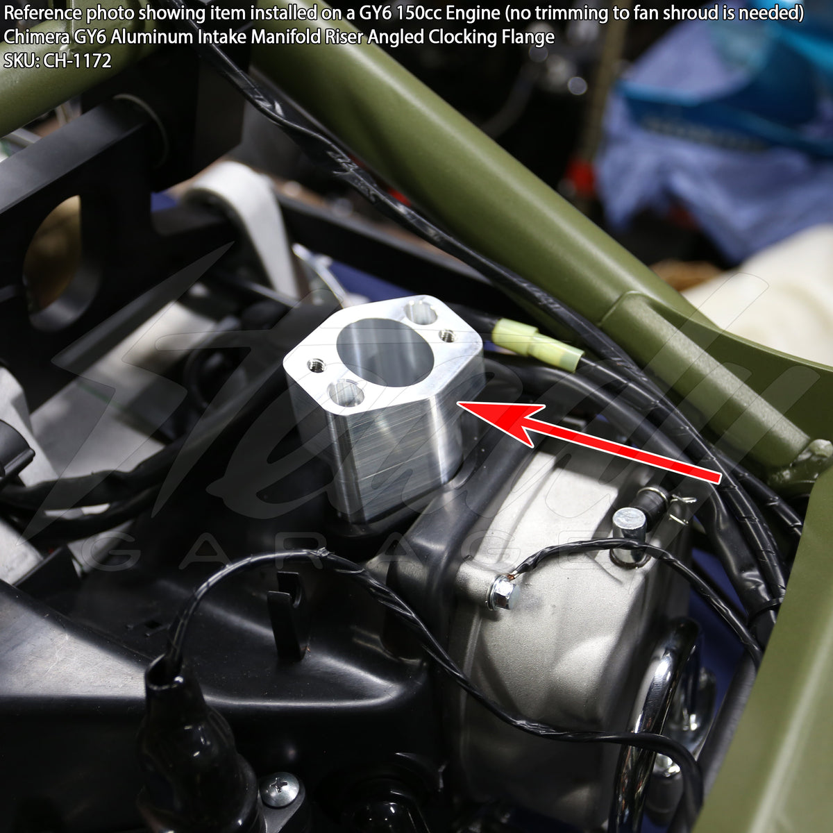 CHIMERA ALUMINUM GY6 MANIFOLD RISER ANGLED CLOCKING FLANGE 56MM