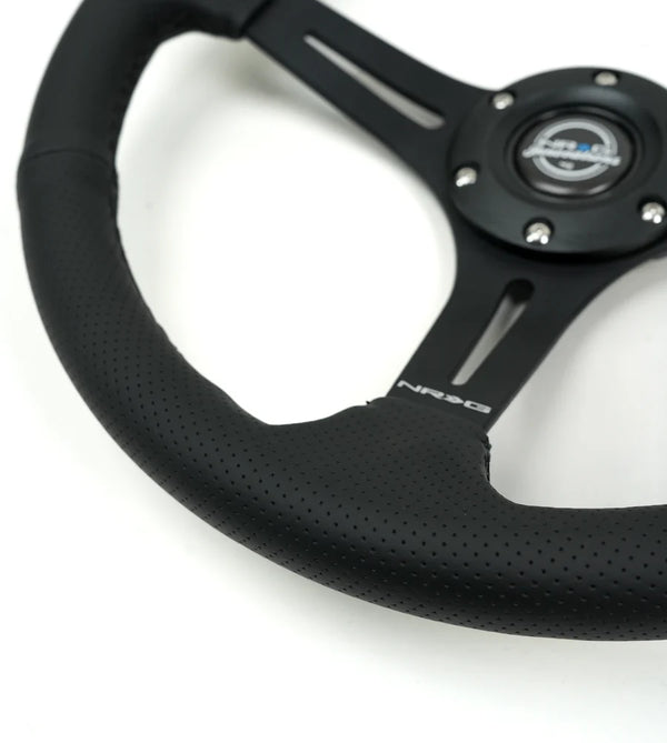 NRG 350mm Sport Steering Wheel - Black Leather