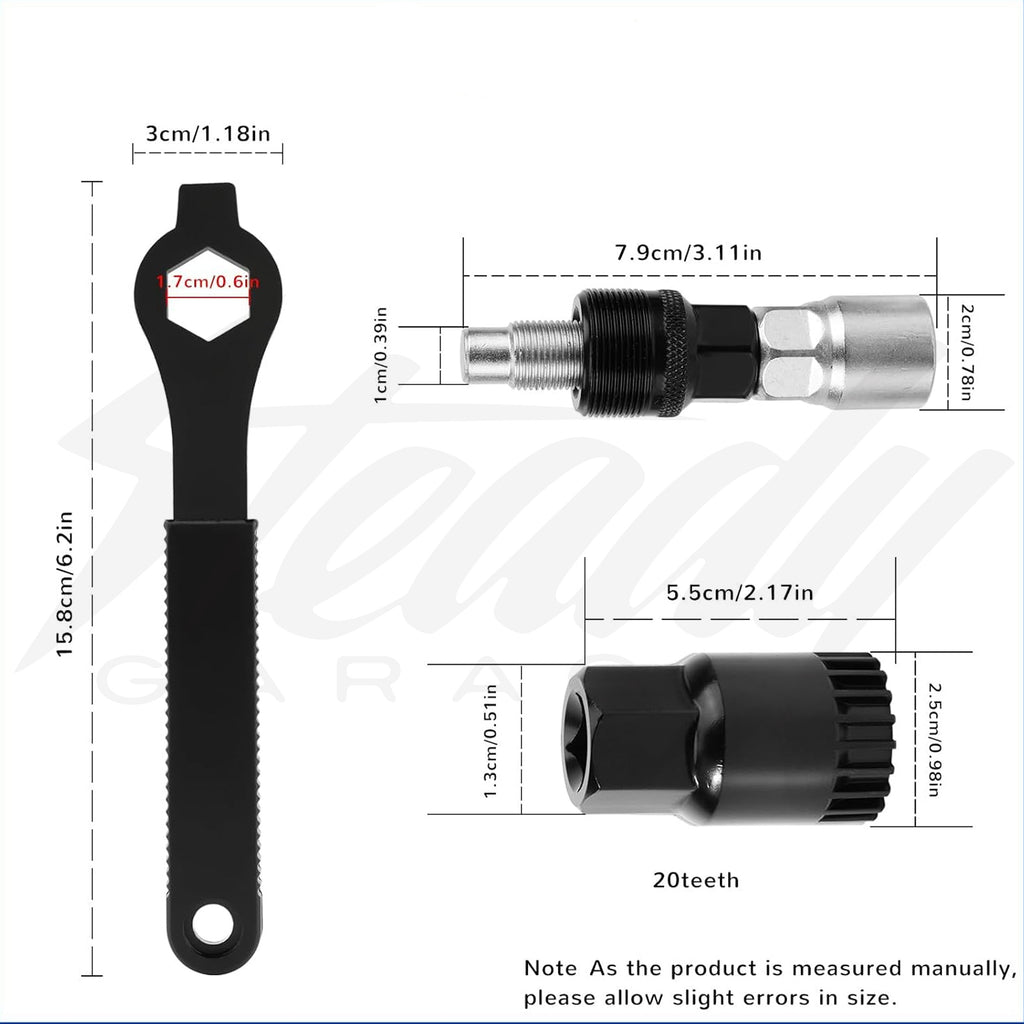 BICYCLE CRANK PULLER, 20-TOOTH SPLINE SOCKET TOOL SET