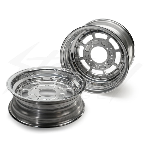 Chimera Engineering Wheels 12'' VIP 3PC Modular Wheels - COMPLETE SET W/ HUBS - 12x6 + 12x4 - Honda Grom 125 2022+ (ABS/Non-ABS)