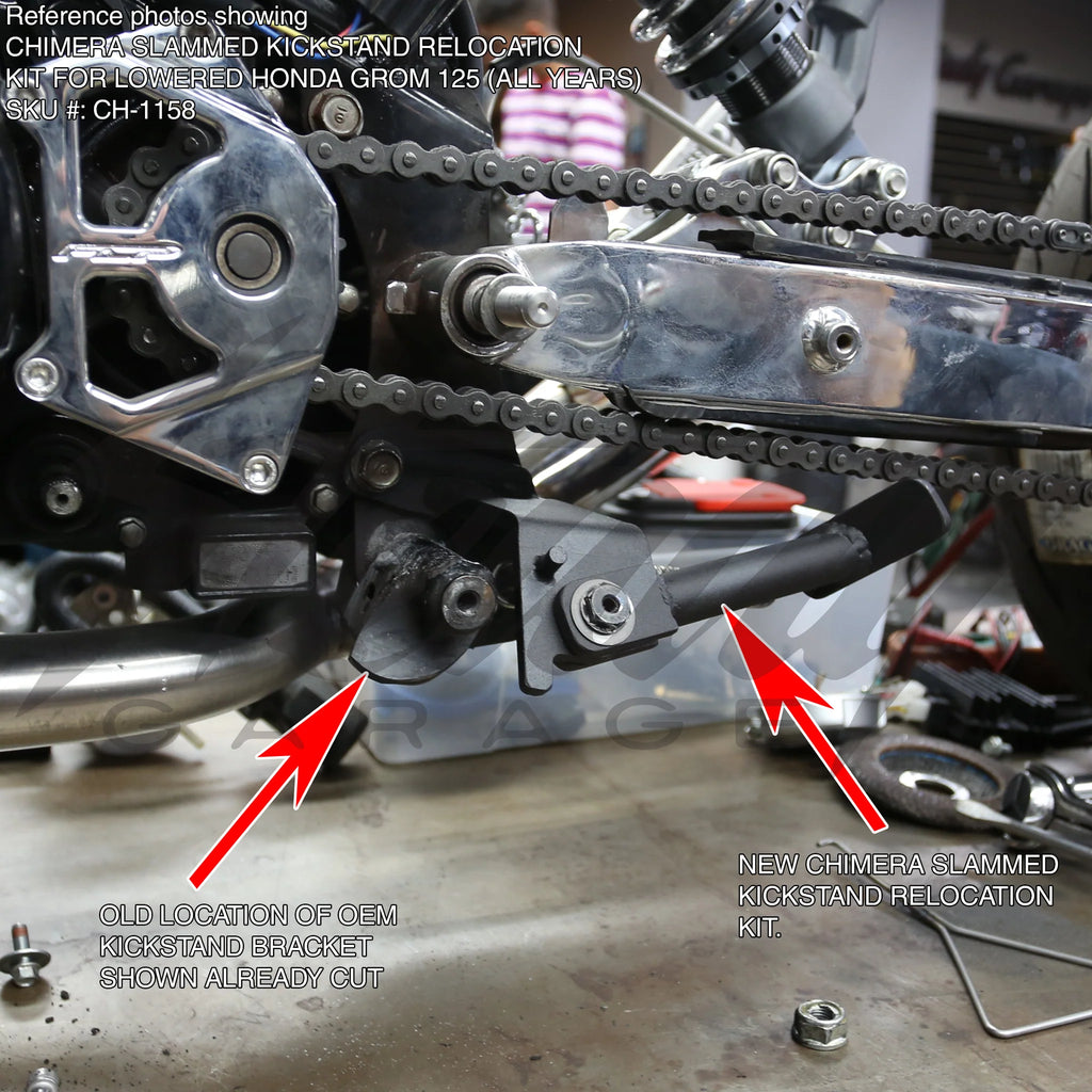 Chimera Short Kickstand for Lowered Honda Grom 125 (ALL YEARS
