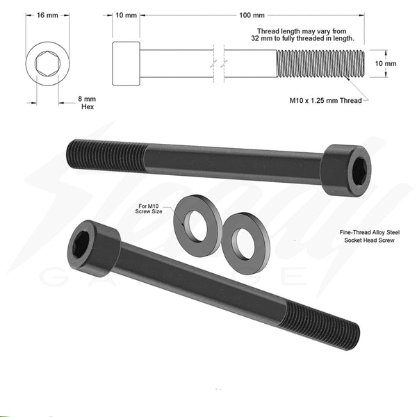 HARDWARE M10-1.25 x 100mm Chassis Guards Frame Sliders - Honda Rebel 500 (ALL YEARS), SCL500 (ALL YEAR)