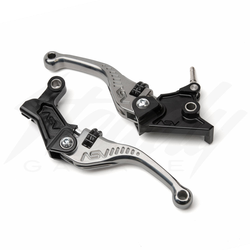 ASV C5 Series Sport Brake/Clutch Lever Set - CFMOTO PAPIO SS/CL - SHORT - SILVER W/ BLACK DIAL