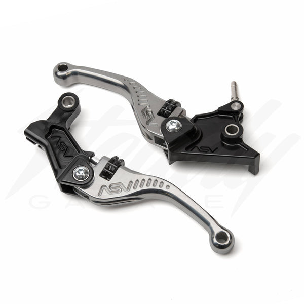 ASV C5 Series Sport Brake/Clutch Lever Set - CFMOTO PAPIO SS/CL - SHORT - SILVER W/ BLACK DIAL
