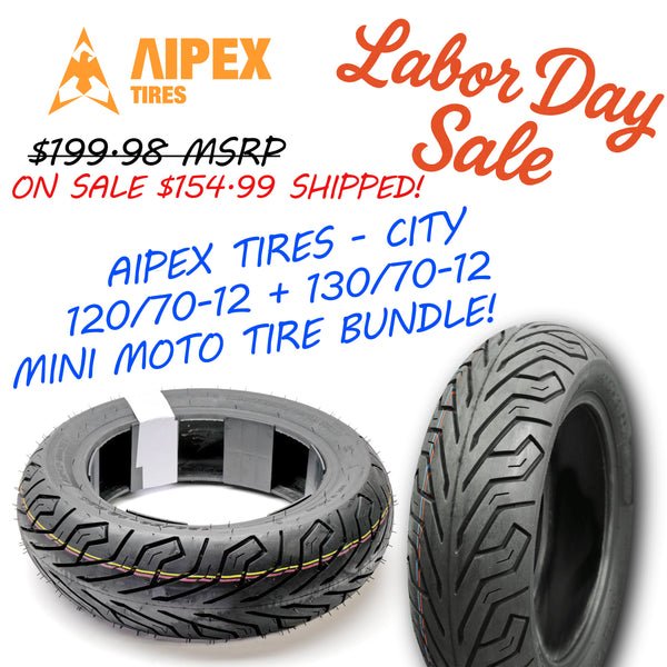 LABOR DAY SALE : AIPEX TIRES - CITY STREET TIRES MINI MOTO BUNDLE 120/70-12 & 130/70-12