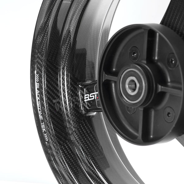 BST CARBON FIBER REAR WHEEL RIM - WIDE 4.0 x 12 (WHITE LOGO) - HONDA GROM (2014-2020), MONKEY (2018-2026)
