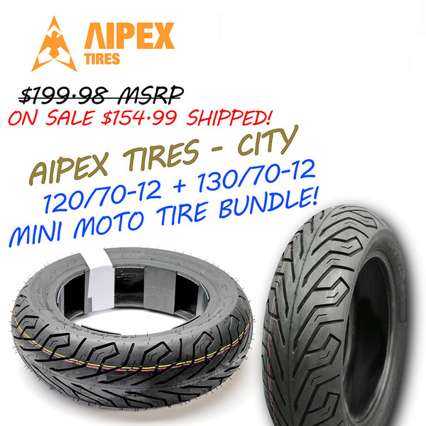 AIPEX TIRES - CITY STREET TIRES MINI MOTO BUNDLE 120/70-12 & 130/70-12