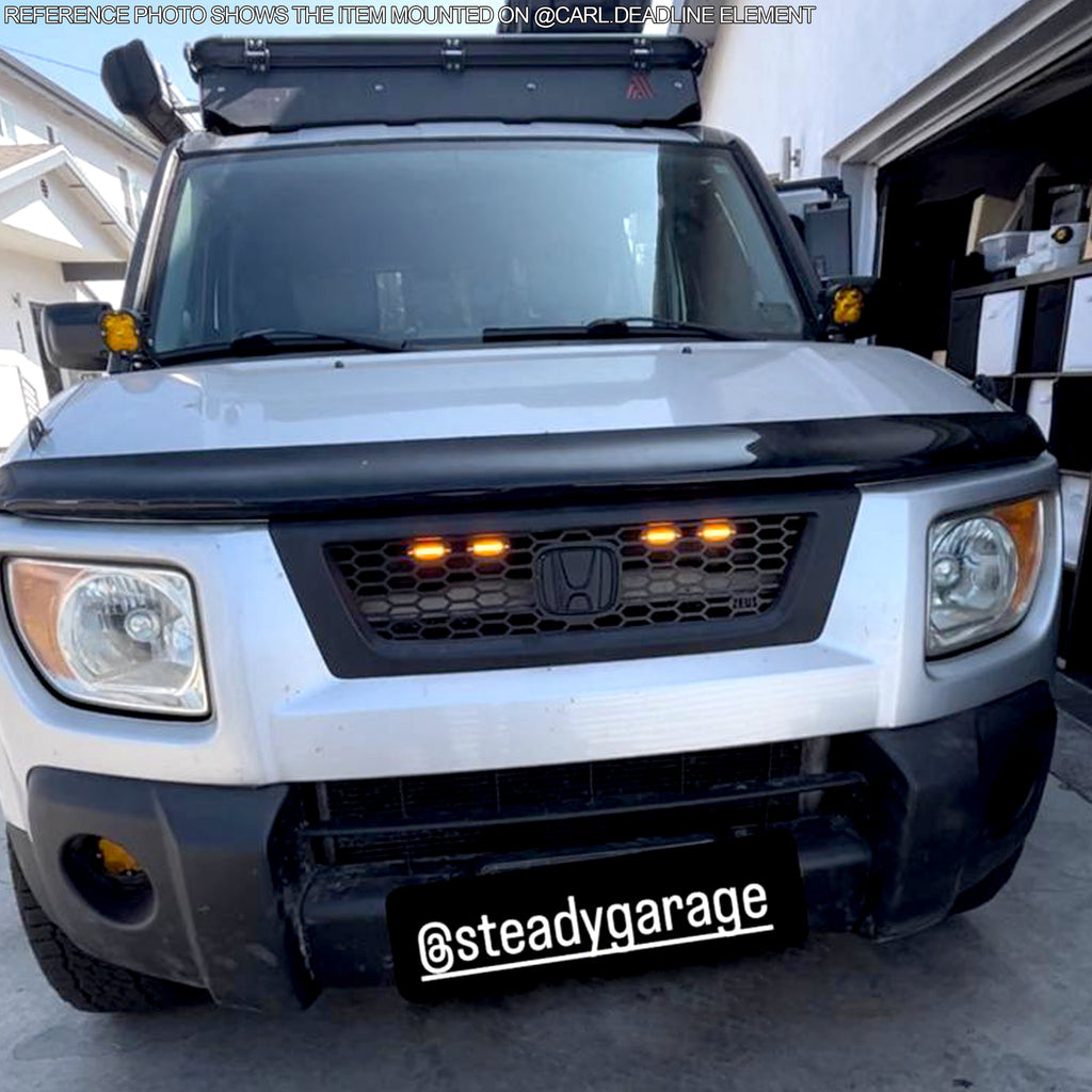Zeus Armor Hex Mesh Front Grille with Daytime Running Lights - Honda Element (2003-2006)
