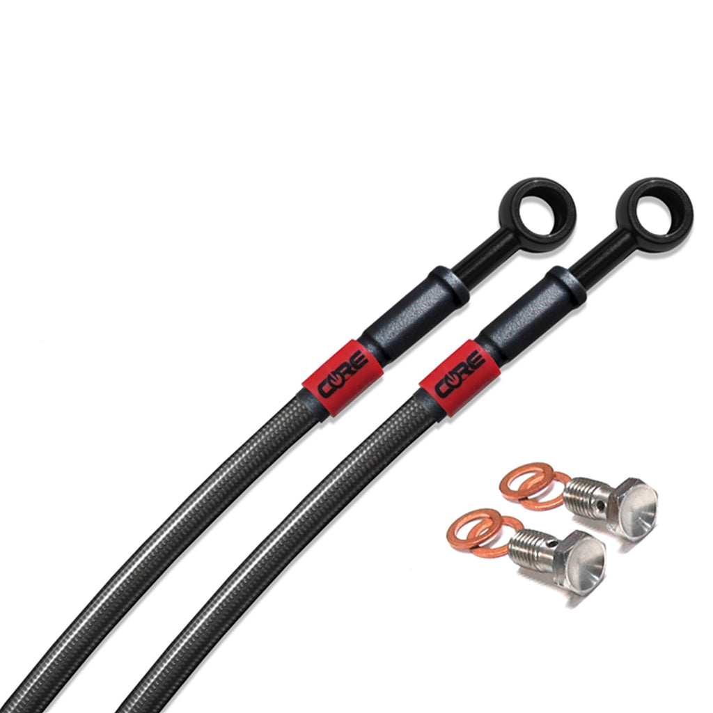 CORE MOTO FRONT & REAR BRAKE LINE SET - HONDA GROM ALL YEARS (NON-ABS) STANDARD - SMOKED/BLACK