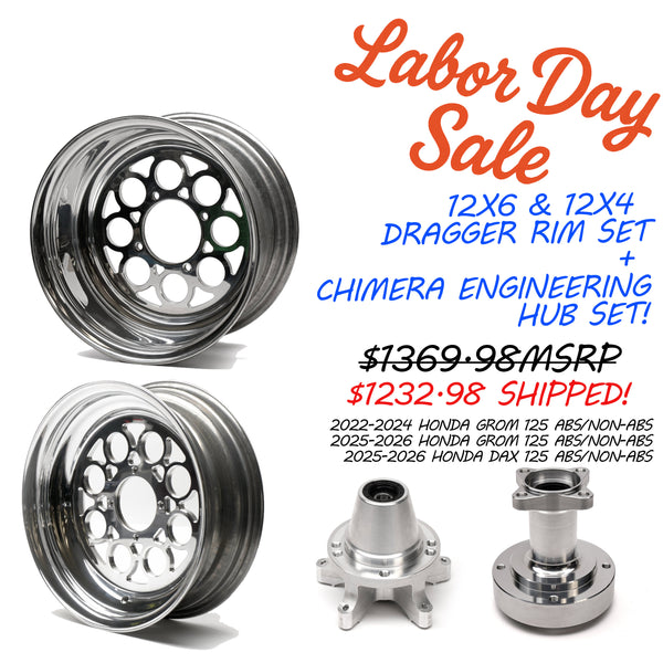 LABOR DAY SALE : JHR DRAGGER RIMS AND HUBS SET - HONDA GROM 125 (2022-2026 ABS/NON-ABS)