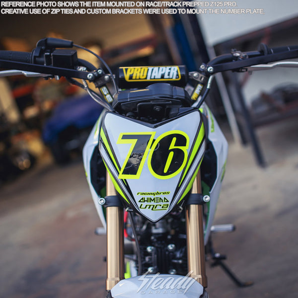 UFO Racing Front Number Plate - Universal Fitment, KLX110, Z125 Pro