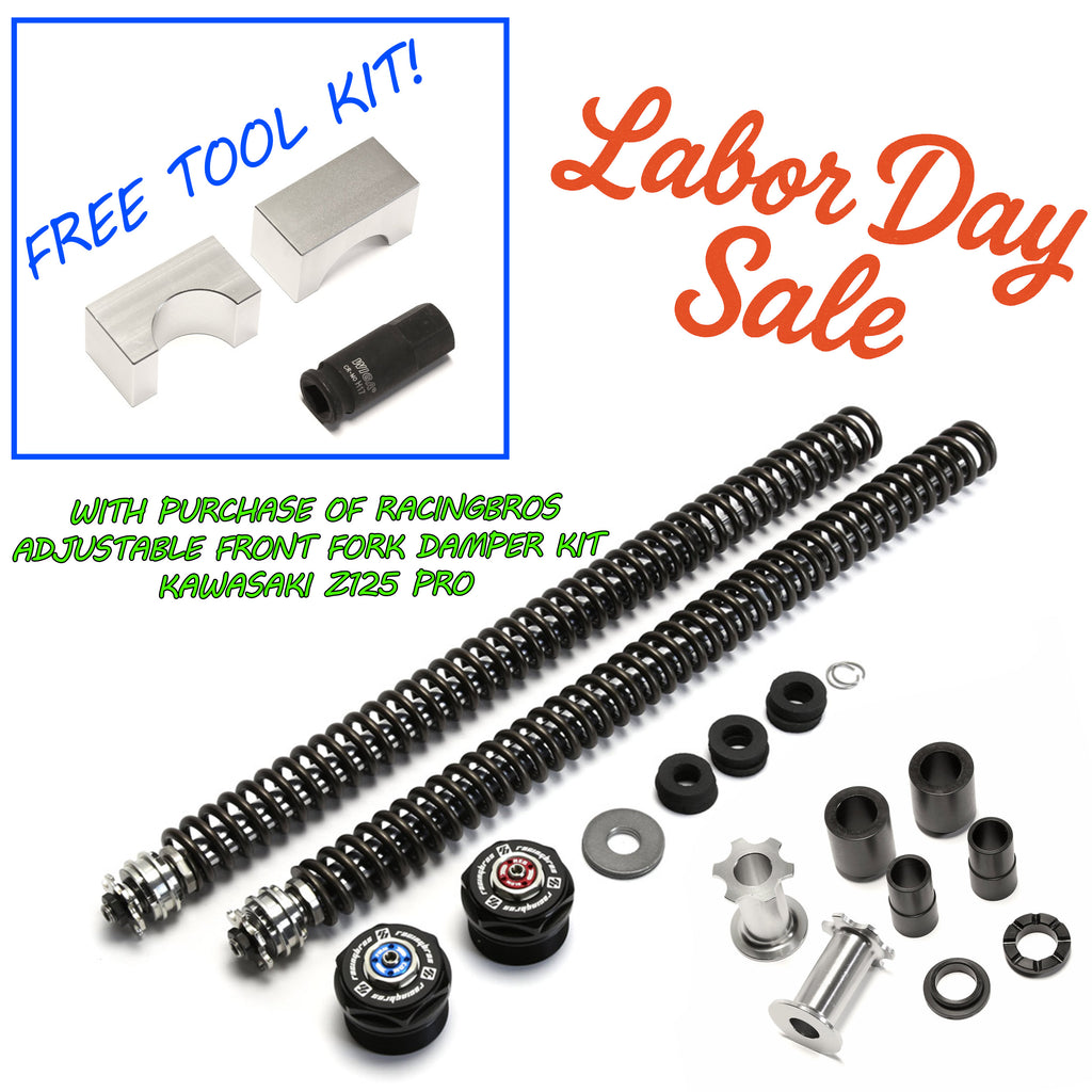 LABOR DAY SALE : RACINGBROS ADJUSTABLE FRONT FORK DAMPER KIT - KAWASAKI Z125 PRO ***FREE TOOL!***