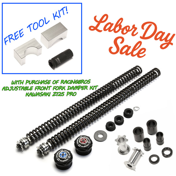 LABOR DAY SALE : RACINGBROS ADJUSTABLE FRONT FORK DAMPER KIT - KAWASAKI Z125 PRO ***FREE TOOL!***