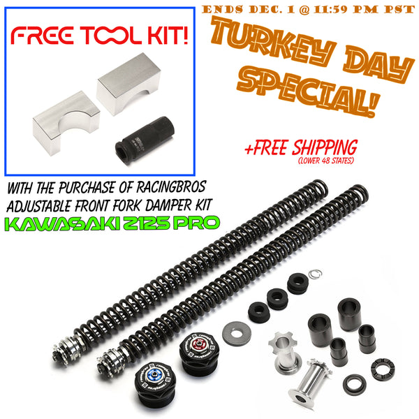 TURKEY DAY SALE : RACINGBROS ADJUSTABLE FRONT FORK DAMPER KIT - KAWASAKI Z125 PRO ***FREE TOOL!***