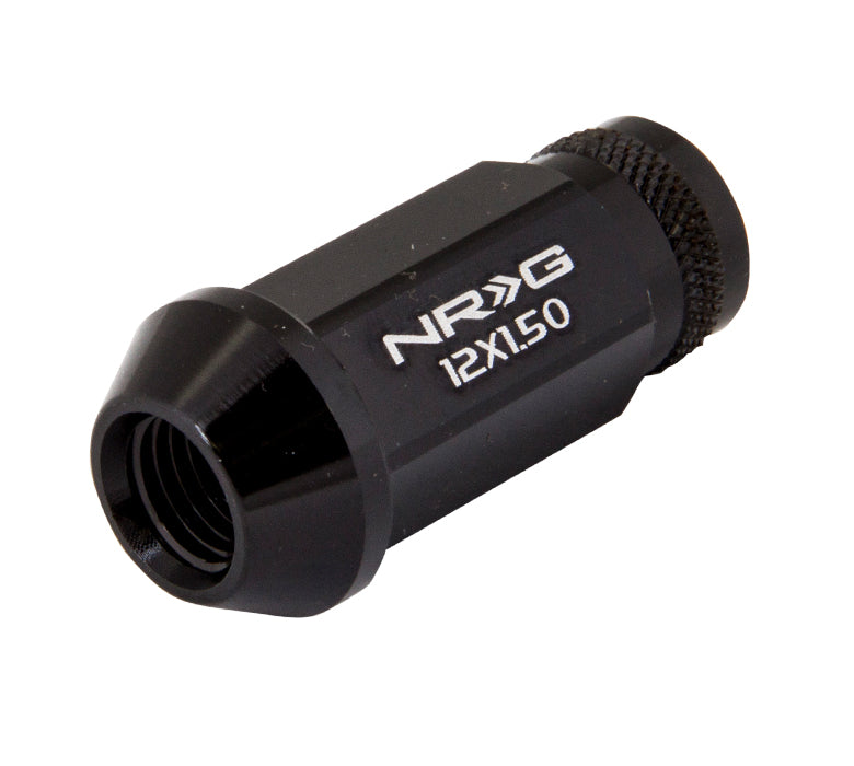 20pk Motor-1 Black Aluminum Closed End Tuner Lug Nuts – M12x1.5, 50mm, Conical Seat