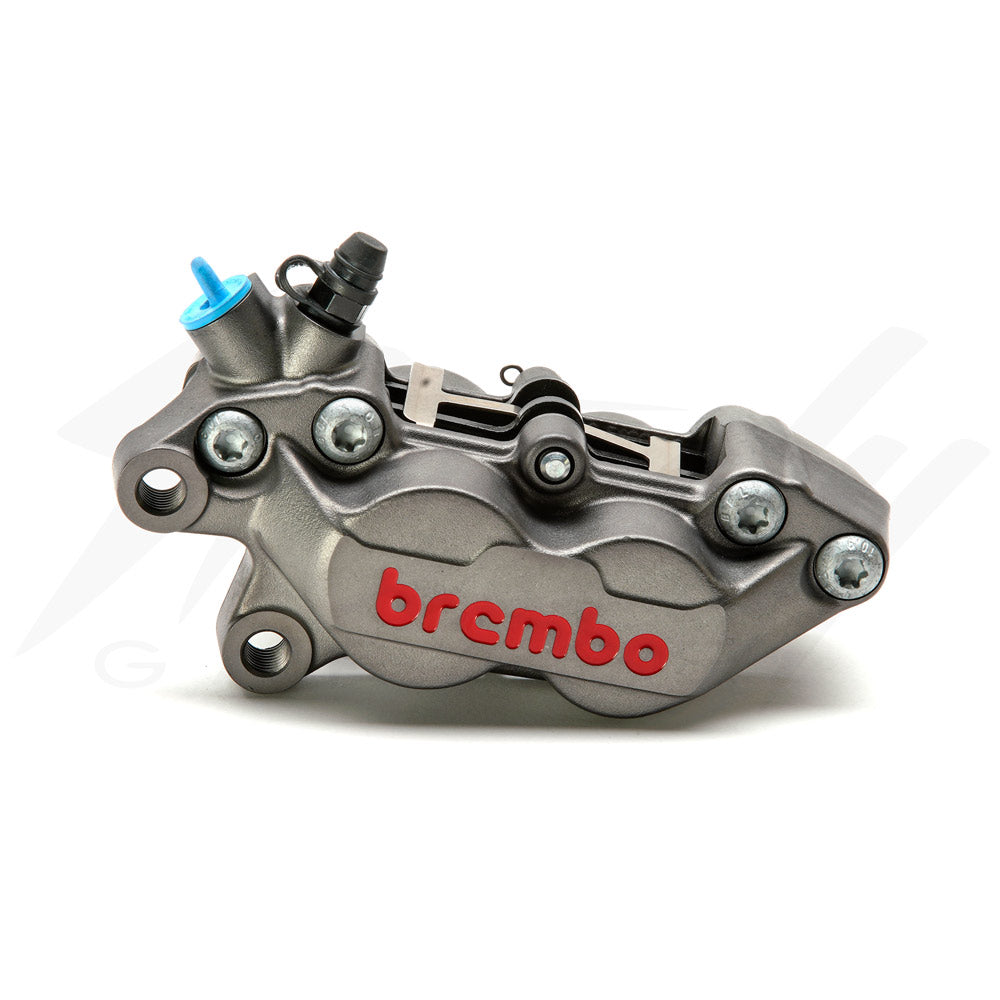 Brembo 4 Piston Brake 4P Caliper Left Side - Titanium with Red Brembo Logo
