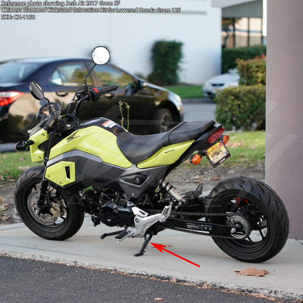 Chimera Slammed Kickstand Relocation Kit for Lowered Honda Grom 125 (2014-2022+), Monkey 125 (2018-2022+)