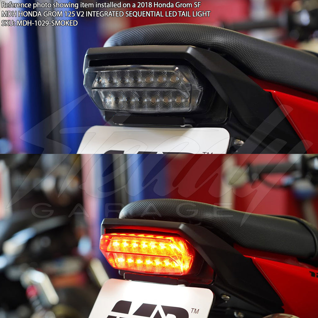 MDH Honda Grom 125 V2 Integrated Sequential LED Tail Light Steady Garage
