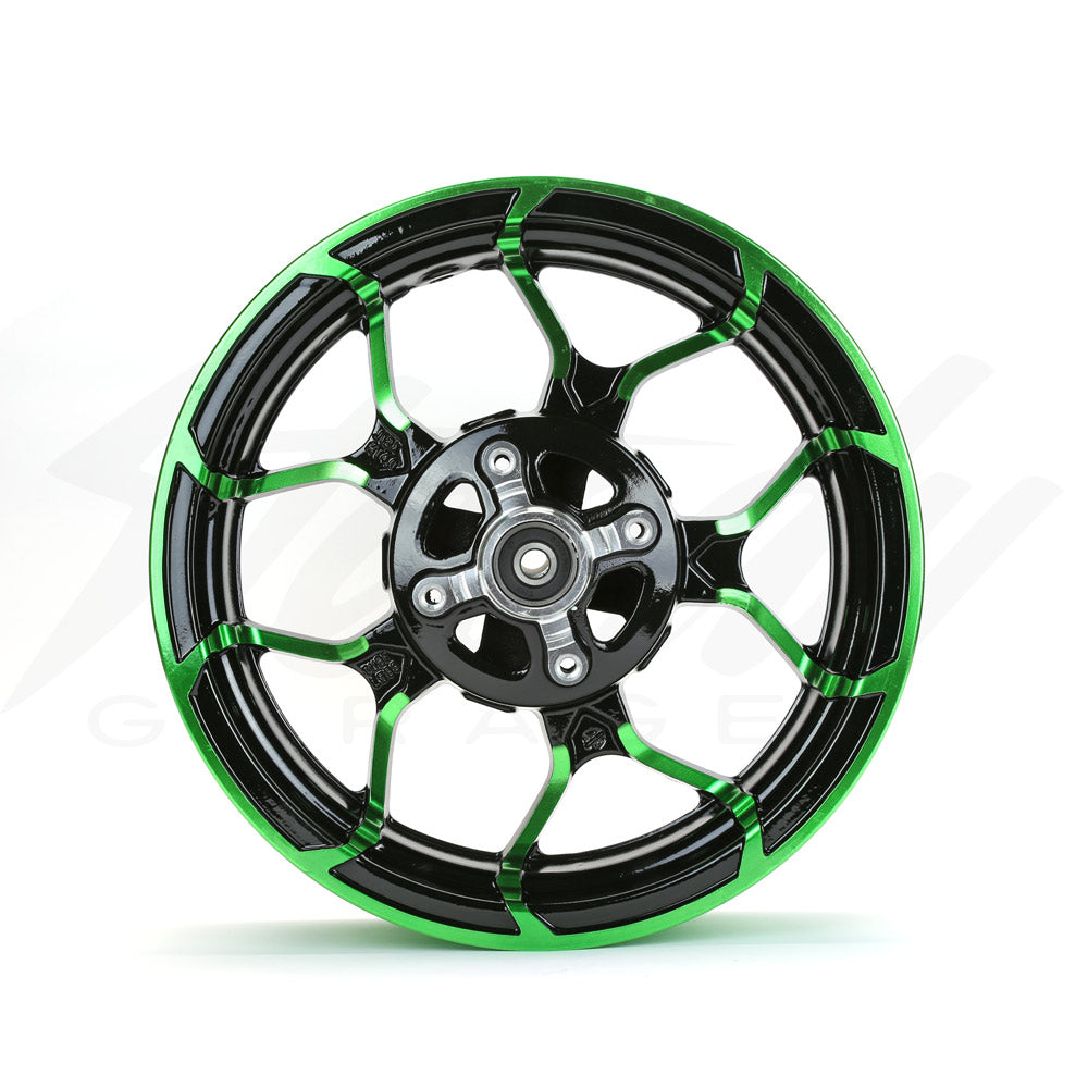 Kuni Phat Star Kawasaki Z125 Rim Wheel Set - Black/Green