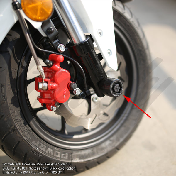 TST Industries WometTech Universal MiniBike Axle Slider Kit Honda Grom 125 Kawasaki Z125
